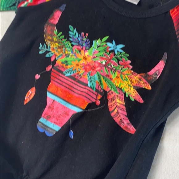 Toddler girls tie front floral skull & horns top - Picture 2 of 6